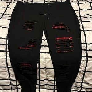 Torrid Black and Red Plaid Joggers.